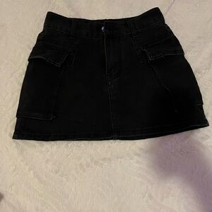 Black Denim Mini Skirt